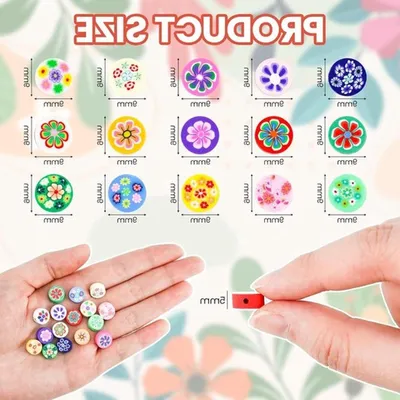 200 Stück Blumenperlen zum Auffädeln - Perlen aus Polymer-Ton für kreative DIY-Schmuck und Blumendekorationen