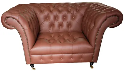 Zdjęcie produktu dla fotel Chesterfield Skórzany fotel wypoczynkowy Brązowy Nowoczesny Nowy