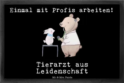 Produktbild von Mr. & Mrs. Panda Schmutzmatte Tierarzt Leidenschaft 40 x 60 cm - Schwarz - Geschenk, Schmutzfänger, fußmatte, Fussmatte, Haustürmatte, Bodenvorleger