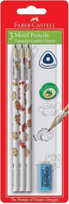 Immagine prodotto di Matite triangolari Faber-Castell con gomma, confezione da 3 pezzi