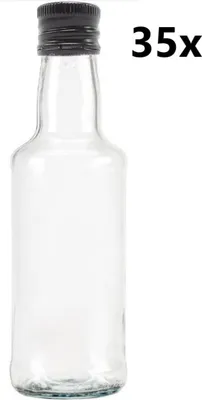 Produktbild von MONOPOL-Glasflasche 0,2 l klar/transparent 35 Stück INKLUSIVE SCHWARZEN VERSCHLÜSSELN, Anzahl der Teile in der Packung: 35