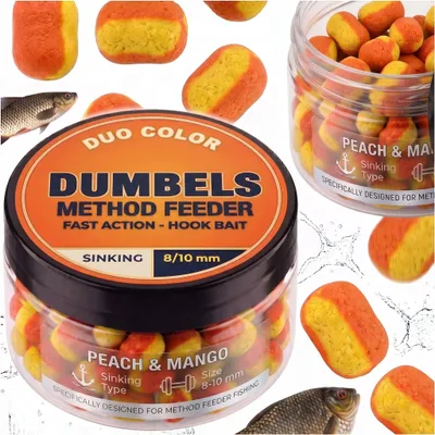 Obrázok produktu pre RYBÁRSKA NÁSTRAHA METHOD FEEDER DUMBELS BAIT 8–10 mm, 50 g, broskyňa a mango