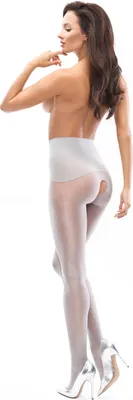 Productafbeelding van MI P703 panty's met open kruis, zilverkleurig, maat S/L