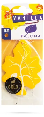 Produktbild von Paloma Gold Vanille-Lufterfrischer fürs Auto – zum Aufhängen – Duftdauer: mind. 2 Wochen – für Auto und Innenraum – 1 Stück [P03488]