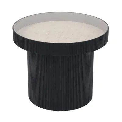 Produktbild von SVITA MIGUEL Beistelltisch mit Glas Coffeetable Couchtisch klein rund Schwarz