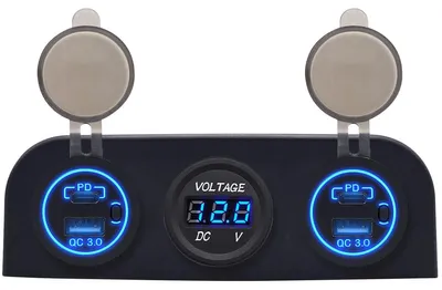 Produktbild von ProRide 12V USB-Autoladegerät 4 Anschlüsse QC3.0 P19173, Voltmeter