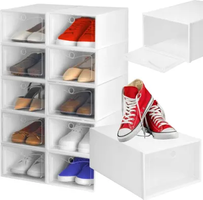 Zdjęcie produktu dla Pudełko na buty szafka na buty zestaw organizer regał biały szafa garderoba