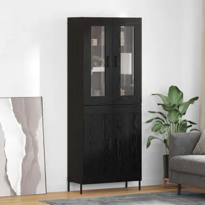 Obrázek produktu pro vidaXL Highboard černý dubový vzhled 69,5 x 34 x 180 cm materiál na bázi dřeva