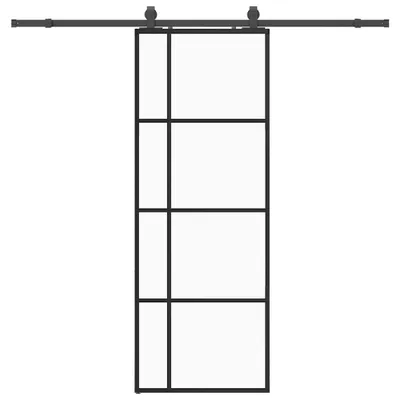 Produktbild von vidaXL Schiebetür mit Beschlag Schwarz 76x205 cm ESG-Glas