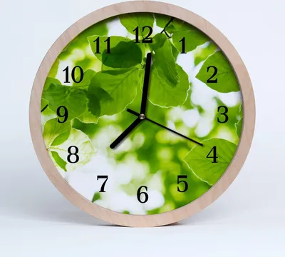 Produktbild von Holzuhr 30fi cm wanduhr - Blätter Blumen
