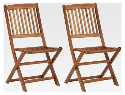 Produktbild von Klappbare Gartenstühle 2 Stück aus massivem Akazienholz