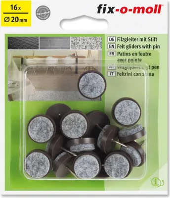 Produktbild von Filzgleiter mit Stift rund 20mm Sparpack braun fix-o-moll