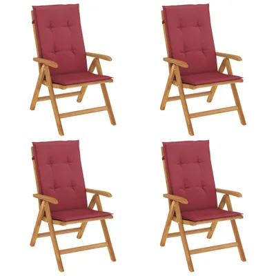 Image de vidaXL Chaises de jardin avec coussins 4 pcs. Bois massif teck
