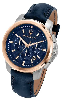 Obrázok produktu pre Kožené pánske hodinky Maserati SUCCESSO, chronograf, modrá farba, model D3UMAR8871621015