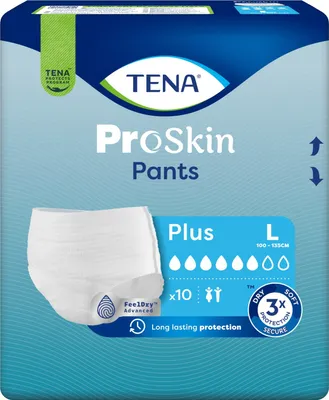 Zdjęcie produktu dla Majtki chłonne Pieluchomajtki Pieluchy dla dorosłych Tena Plus L 10 sztuk