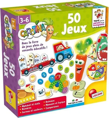 Obrázek produktu pro Carotina 50 her, vzdělávací hra, Lisciani Giochi, červená, s rodiči, 3+ let