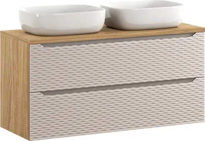 Produktbild von Doppelwaschtisch 120cm, Eiche mit beige, OLUO-56-BEIGE