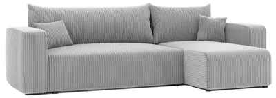 Zdjęcie produktu dla HuskyMeble Narożnik PIERO z funkcją spania i pojemnikiem na pościel Kształt L, Rozkładana sofa, Rogówka - Jasnoszary - Poso 110