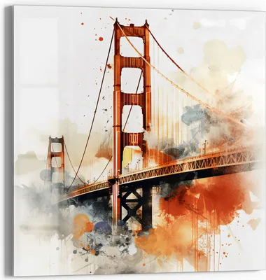 Produktbild von DEQOART Magnettafel Glas 50x50 cm 'Brücke im Nebeltraum' beschreibbar Whiteboard Küche