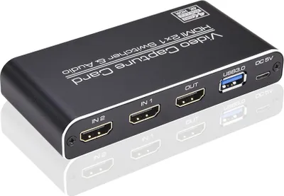 NK-X6 HDMI zu USB3.0 Videoaufnahmekarte 4K 1080P HDMI 2-in-1-Umschalter und Audio Kompatibel mit PS4 / XBOX / Aufnahme / Live-Streaming