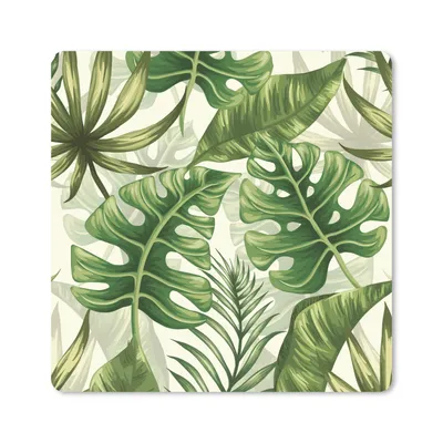 Produktbild von MuchoWow® Mauspad Mousepad Monstera - Illustration - Weiß - Mädchen - Kinder - Jungen 30x30 cm - Mousepads - Maus Mat - Pad - Mausunterlage - Gaming