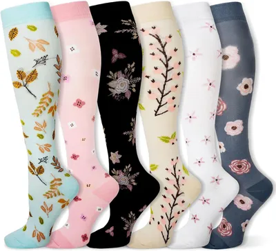 Imagen del producto de Calcetines de compresión uni, antideslizantes, 6 pares, largos, para deporte y uso diario