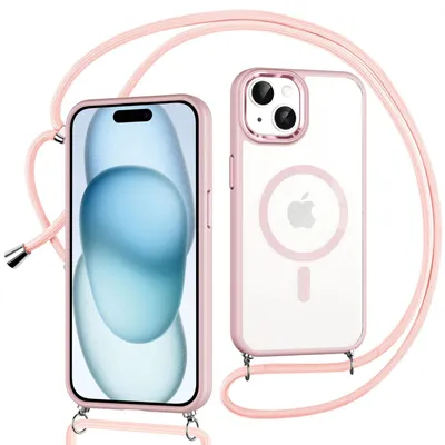 Zdjęcie produktu dla Magnetyczne etui ochronne na iPhone 15 z sznurkiem, przezroczyste