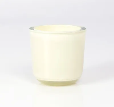 Produktbild von INNA-Glas Kleines Teelichtglas - Teelichthalter Nick, Creme, 8cm, Ø 8cm - Kerzenglas