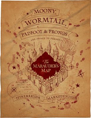 Harry Potter Kuschel-Fleecedecke mit der Karte des Rumtreibers 150x200 cm aus 100% flauschigem Polyester