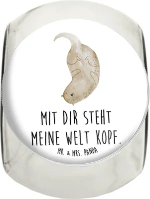 Produktbild von Mr. & Mrs. Panda Naschglas Otter Kopfüber L 870ml - Weiß - Geschenk, Glasdose, Liebe, Naschdose, Seeotter, Niedlich, Vorratsbehälter, Kaffeedose, Verliebt, Bonboniere
