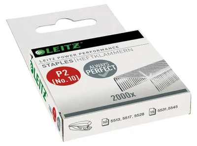 Produktbild von Leitz 5577-10-00 Heftklammern Power Performance P2 No. 10, silber (2000 Packung)