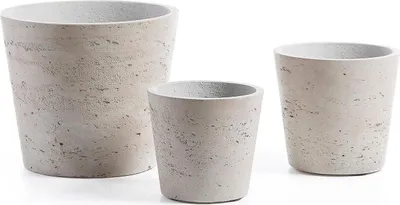 Produktbild von 3er Set Töpfe Low 23 x 23 x 20 cm Zement Grau