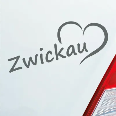 Produktbild von Auto Aufkleber Zwickau Herz Stadt City Liebe Love Heimat 19x8 cm Grau Sticker Heckscheibenaufkleber