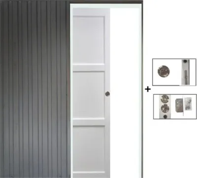 Image de Porte Coulissante Korya Blanc 3 panneaux H204 x L73 + Systeme aÂ  Galandage (sans kit finition)