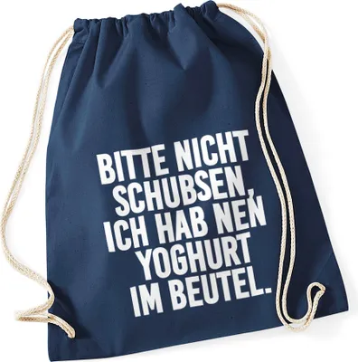 Produktbild von Turnbeutel mit Sprüchen "bitte nicht schubsen" Hipster Beutel Tasche Jutebeutel Gymbag