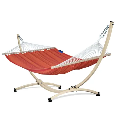 Produktbild von Potenza Outdoor Hängematte mit Verzinkter Gestell für 2 Personen I 100% Baumwolle Medelin Stabhängematte 215x140, 160kg I Hängemattengestell 220kg
