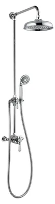 Thermostat-Mischdusche mit Regendusche 21 cm und Handbrause, Chrom, Messing