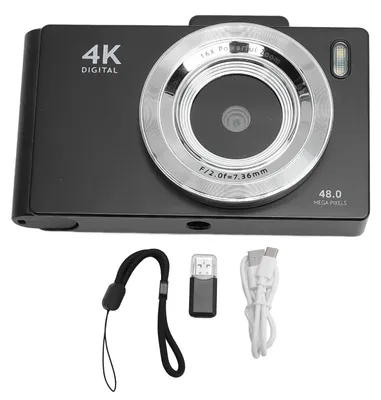 Obrázek produktu pro Digitální fotoaparát s rozlišením 4K HD, videem a 48MP fotografiemi, automatickým zaostřováním, vhodný pro studenty k každodennímu fotografování, s paměťovou kartou 32 GB