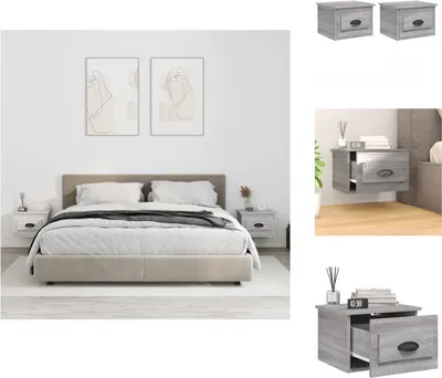 Immagine prodotto di vidaXL Comodini da parete 2 pz. Grigio Sonoma 41,5x36x28 cm - Comodini
