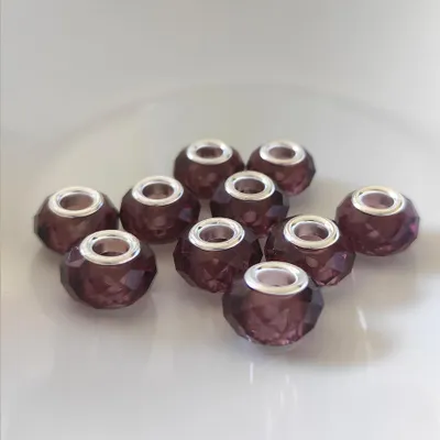 Immagine prodotto di Perline distanziatrici a foro grande, rondelle sfaccettate, 14 mm, 10 pezzi, marrone / marrone chiaro