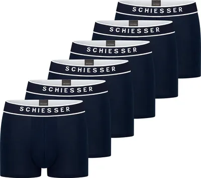 Produktbild von Schiesser 6er Pack - 95/5 - Organic Baumwolle Retro Short / Pant Körpernahe Shorts mit Webgummibund , Kontraststarke Logo-Prägung am Bund, Elastische Single-Jersey-Qualität