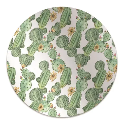 Produktbild von Rundmatte - Stuhlunterlage Bürostuhlunterlage - Rund Ø 100 cm - Bodenmatte - Fußmatte - Kakteen mit Blumen