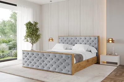 Produktbild von ALTDECOR Polsterbett mit Bettkasten -  ENZO3-Z - 140x200 Hellgrau- Bett mit Matratze H3/H4, Kopfteil und Fußteil, Boxbett, Doppelbett mit Stauraum