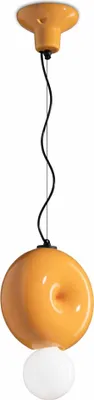 Produktbild von Pendelleuchte Keramik E27 H: max. 119 cm Gelb rund Retro Keramiklampe
