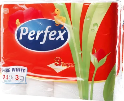 Produktbild von Perfex Toilettenpapier schneeweiß - 3lagig 24 Rollen