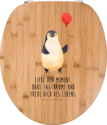 Produktbild von Mr. & Mrs. Panda Klo-Deckel Pinguin Luftballon - Transparent - Geschenk, WC Brille, Glück, Toilettendeckel, Motivation, Klositz, Sitz, Liebe, WC-Sitz, Klobrille, Fröhlich