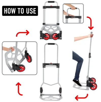 Immagine prodotto di Carrello a mano in alluminio COOCHEER, pieghevole, portata massima 120 kg