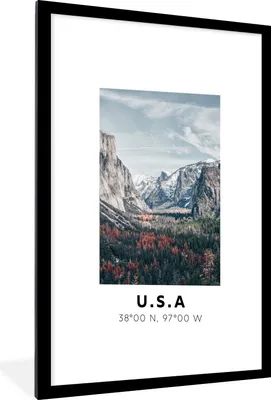 Produktbild von MuchoWow® Gerahmtes Poster Yosemite - Amerika - Wyoming 60x90 cm - Poster mit Schwarzem Bilderrahmen Wandposter Rahmen Foto Bilder - Dekoration - Wandposter Wohnzimmer - Hochwertig