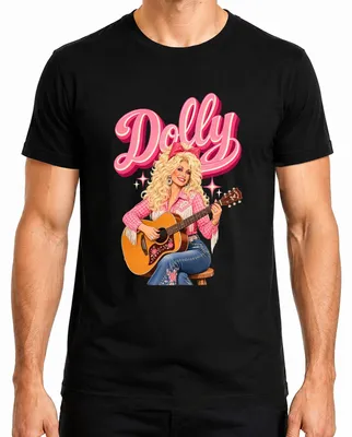 Produktbild von Dolly Parton Country Musik Sängerin Gitarre Cowgirl Western Retro Herren T-Shirt, Schwarz, M