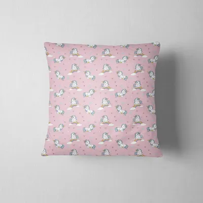 Produktbild von Kissenbezug - Rosa - 40x40 cm - Waschbar - Kissenhülle - Einhornmuster